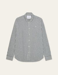 Les Deux STRIPE COTTON LINEN L/S SHIRT Dark Denim Blue