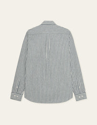 Les Deux STRIPE COTTON LINEN L/S SHIRT Dark Denim Blue