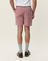 Les Deux STRIPE SEERSUCKER SWIM SHORTS Rhubarb Red