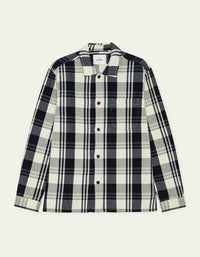 Les Deux STRUCTURED CHECK OVERSHIRT Dark Navy Blue