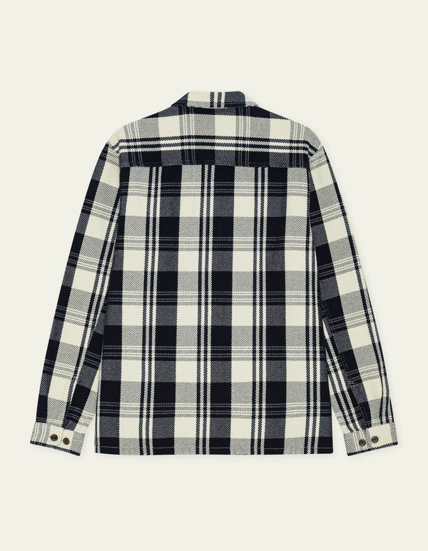 Les Deux STRUCTURED CHECK OVERSHIRT Dark Navy Blue