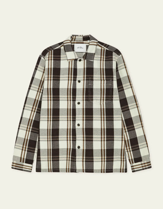 Les Deux STRUCTURED CHECK OVERSHIRT Dark Sand — Les Deux