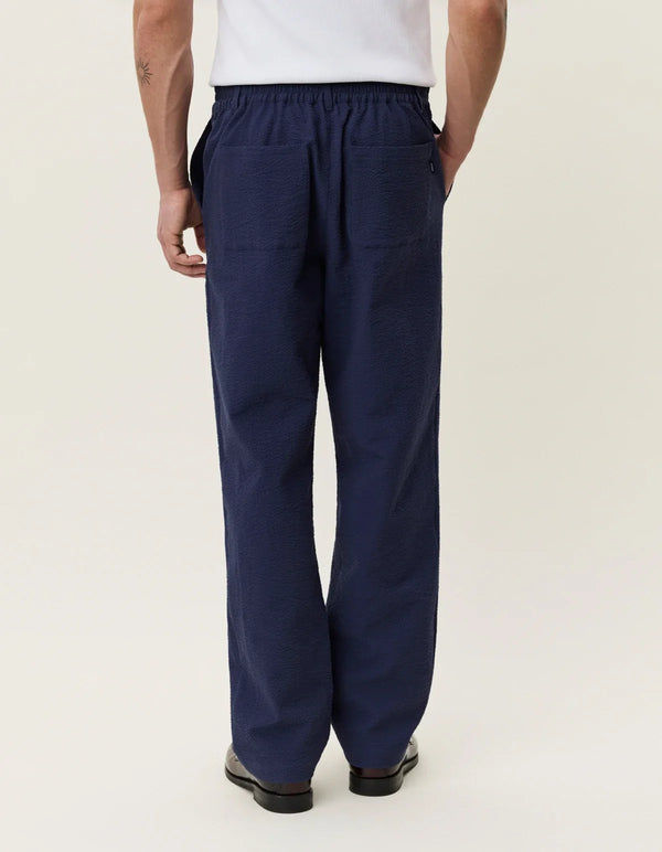 Les Deux Seersucker Suit Pants Dark Navy Blue