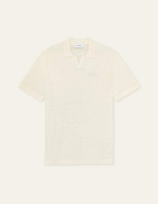 Les Deux Signature Knit Polo Eggnog White — Les Deux