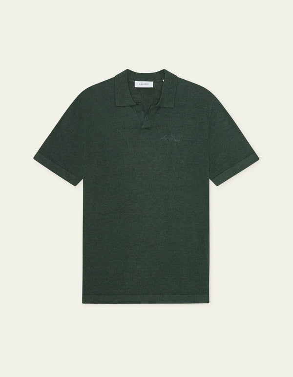 Les Deux Signature Knit Polo Pine Green — Les Deux
