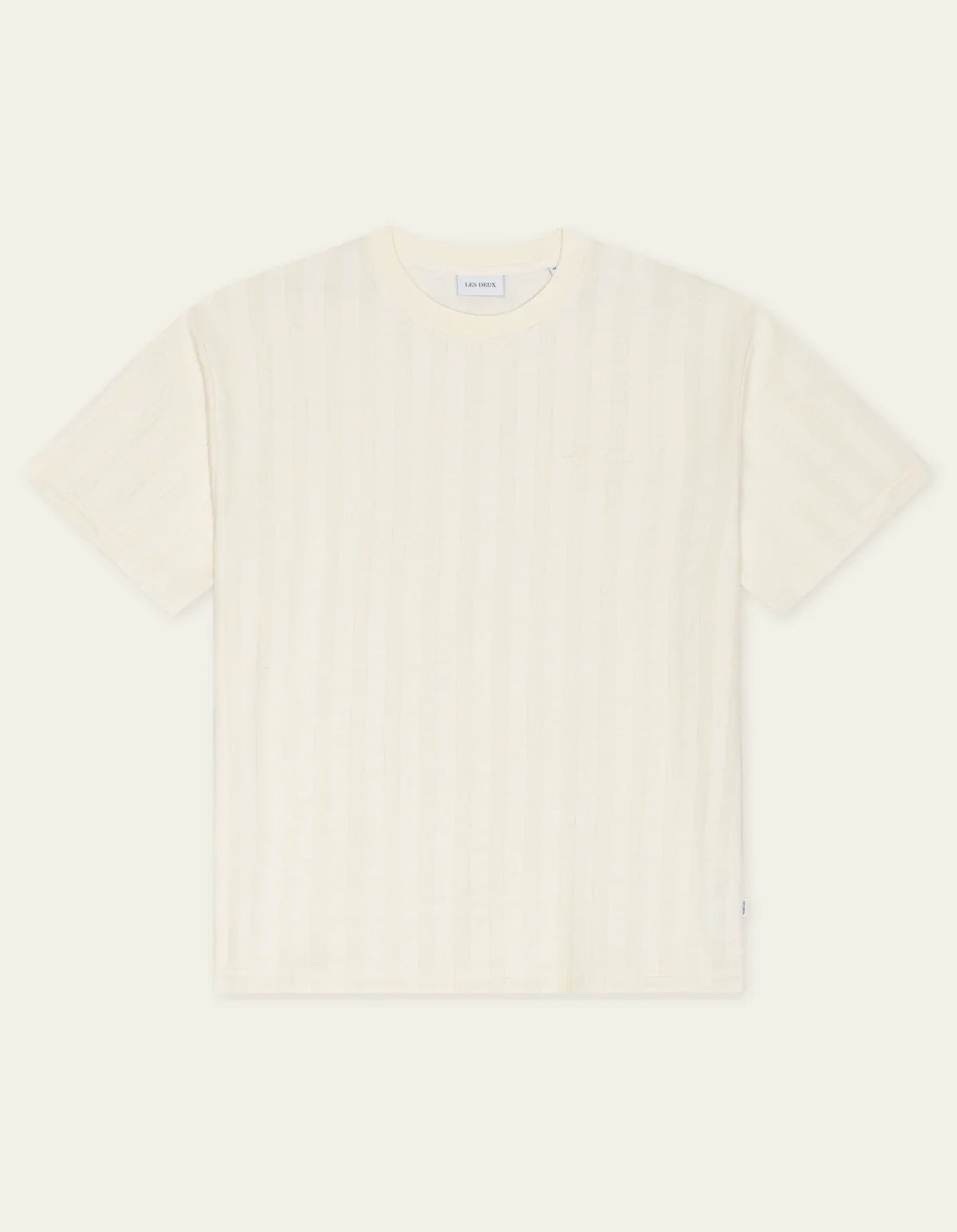 Les Deux Stripe Jacquard T-Shirt Eggnog White