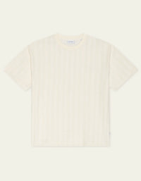 Les Deux Stripe Jacquard T-Shirt Eggnog White