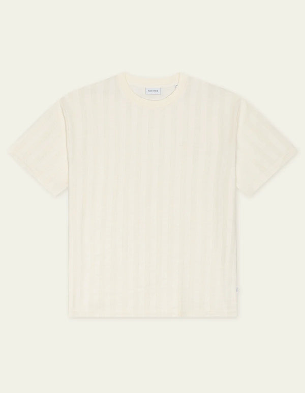 Les Deux Stripe Jacquard T-Shirt Eggnog White — Les Deux