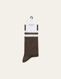 Les Deux Striped Melange Socks Slate Brown