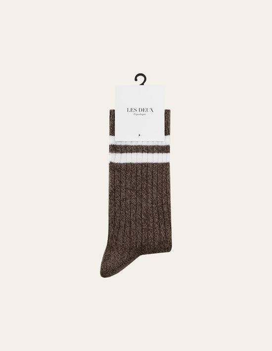 Les Deux Striped Melange Socks Slate Brown