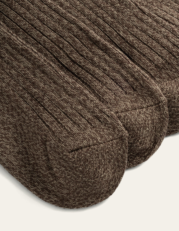 Les Deux Striped Melange Socks Slate Brown