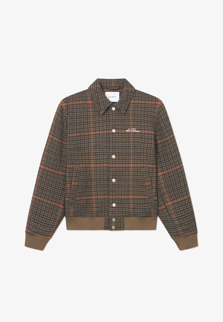 Les Deux Varsity Houndstooth Jacket Teak Brown