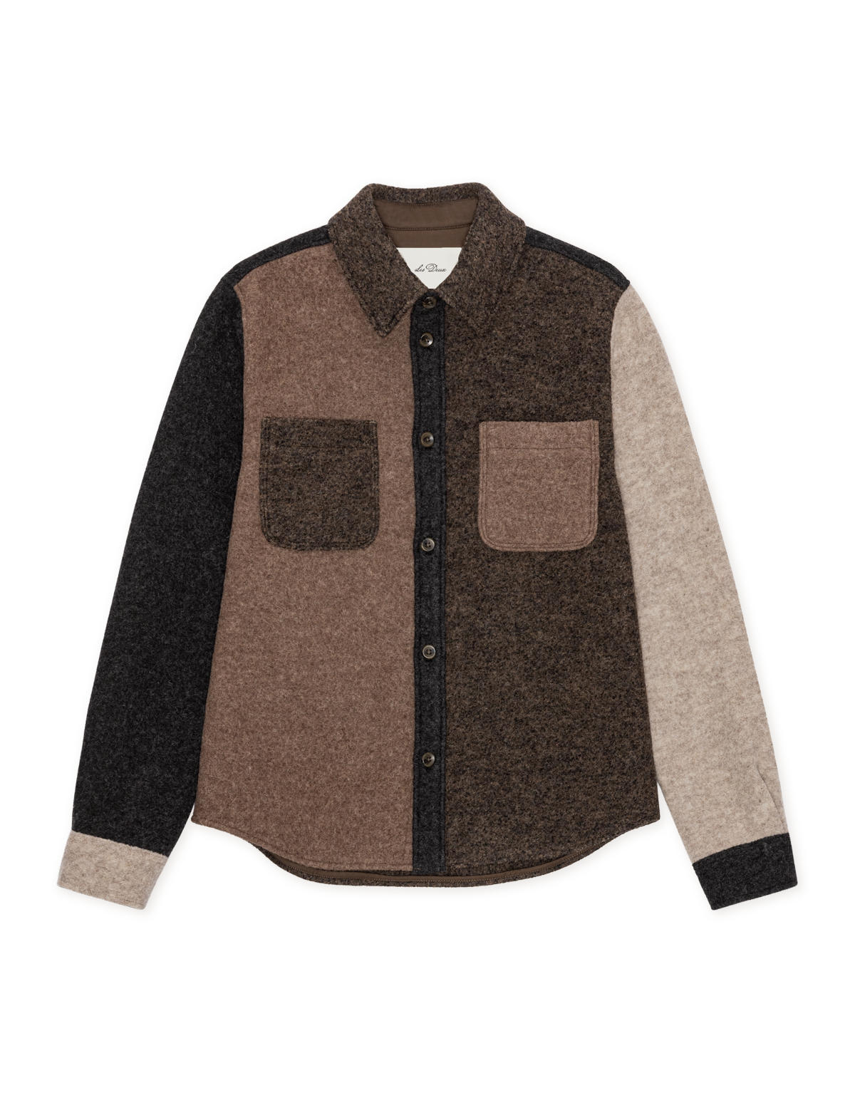 Les Deux WOOL COLOURBLOCK OVERSHIRT Mole Brown