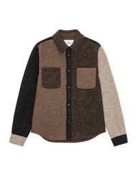 Les Deux WOOL COLOURBLOCK OVERSHIRT Mole Brown