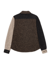 Les Deux WOOL COLOURBLOCK OVERSHIRT Mole Brown
