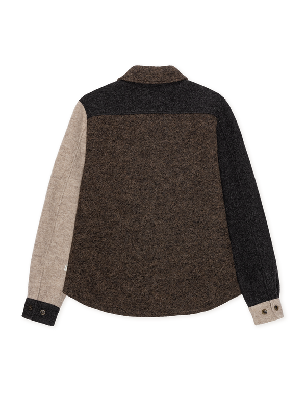 Les Deux WOOL COLOURBLOCK OVERSHIRT Mole Brown