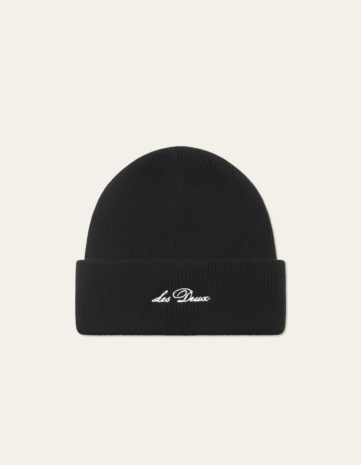 Les Deux Wayne Embroidered Beanie Black