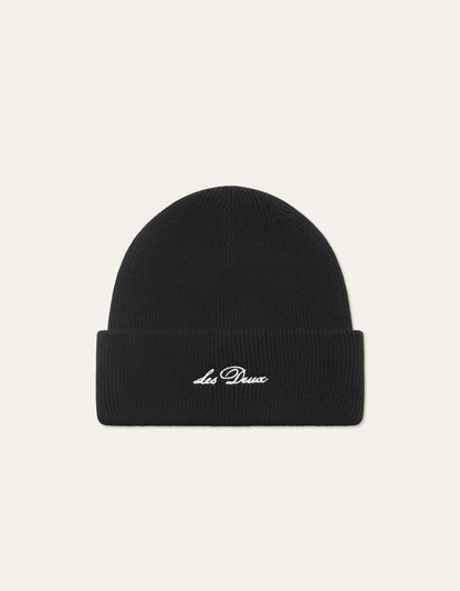 Les Deux Wayne Embroidered Beanie Black