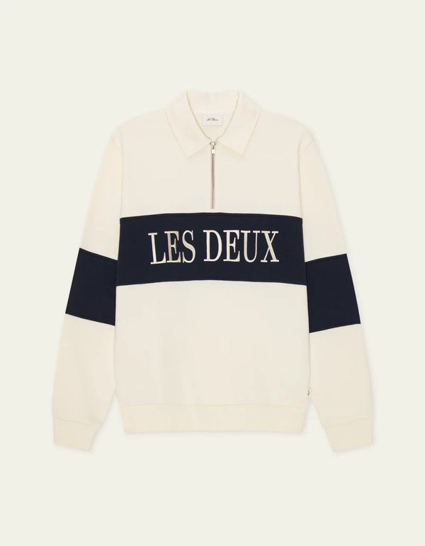 Les Deux ZIPPER RUGBY SWEATSHIRT Ivory — Les Deux