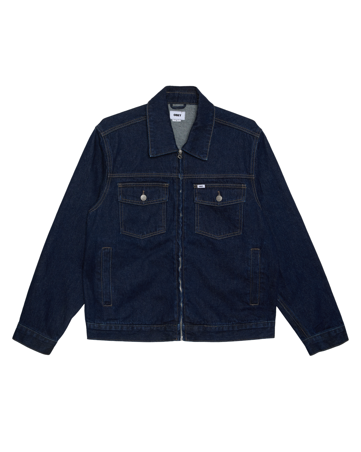 OBEY BASE TRUCKER JACKET RINSE INDIGO