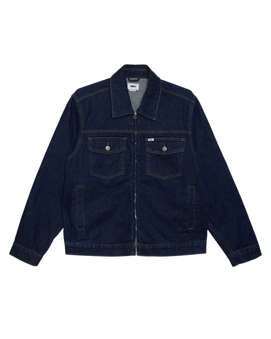 OBEY BASE TRUCKER JACKET RINSE INDIGO
