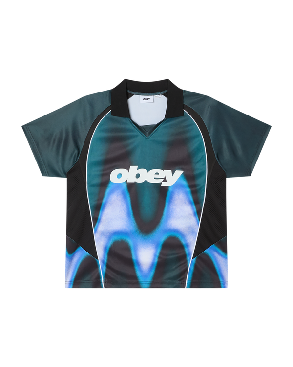 OBEY BLURRED SOCCER JERSEY DARK TEAL MULTI — Obey