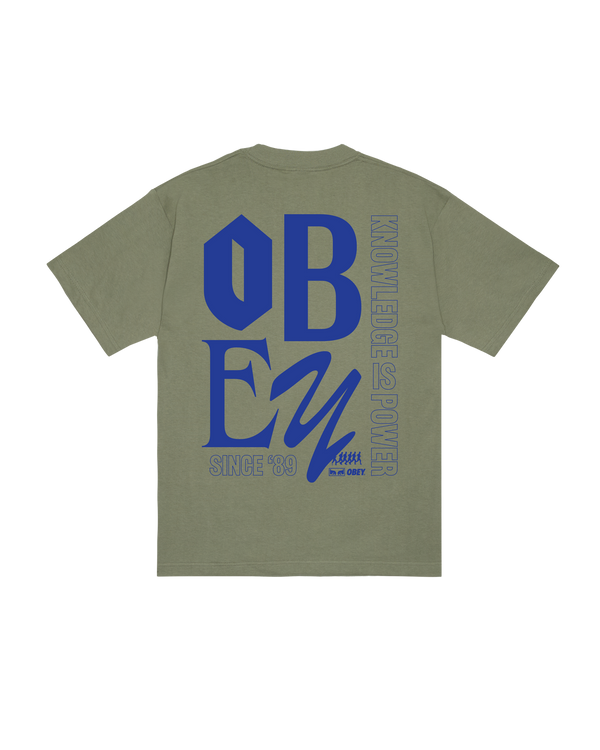 OBEY KNOWLEDGE HEAVYWEIGHT T-SHIRT DESERT GREEN — Obey