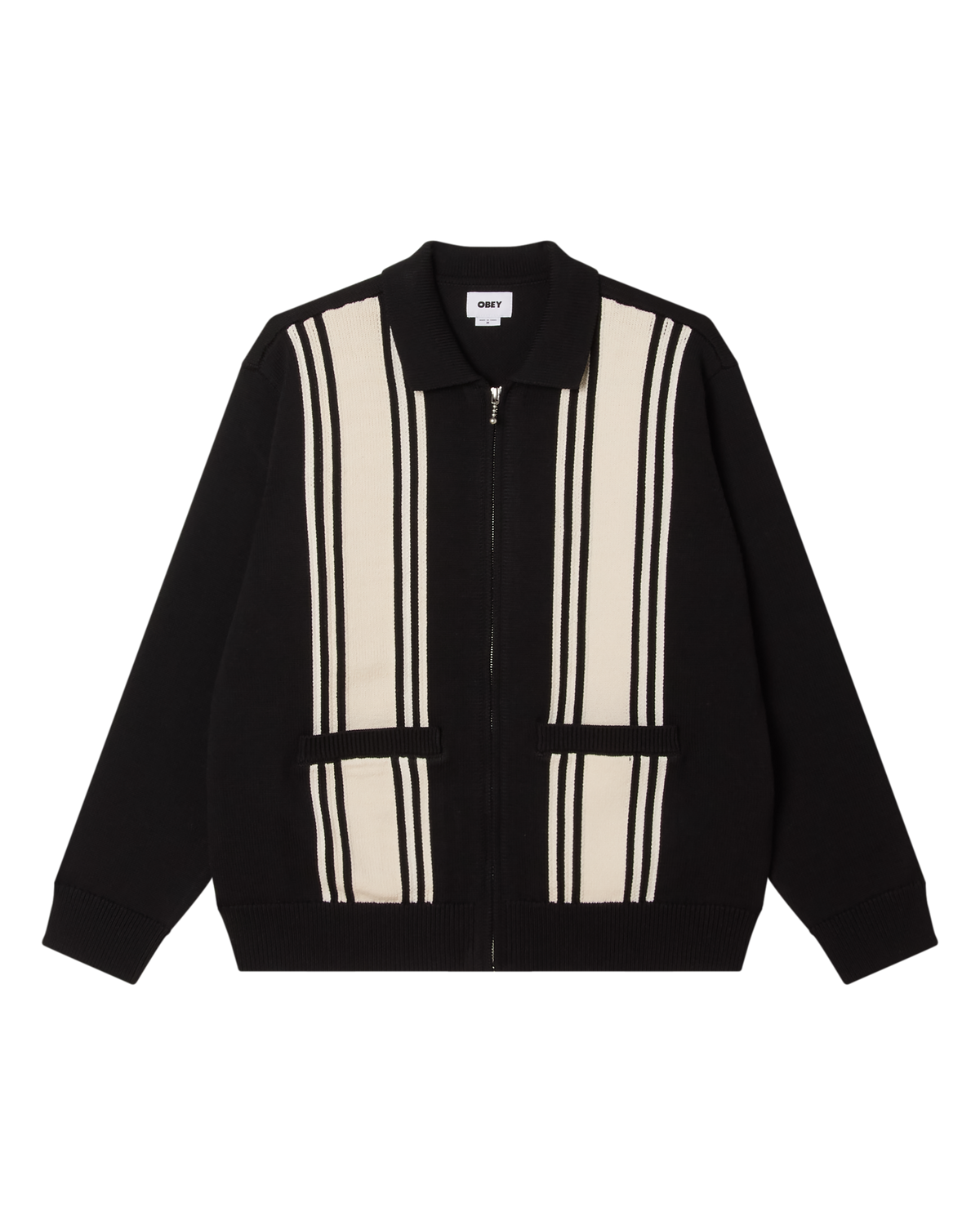OBEY MATT ZIP UP SWEATER BLACK MULTI