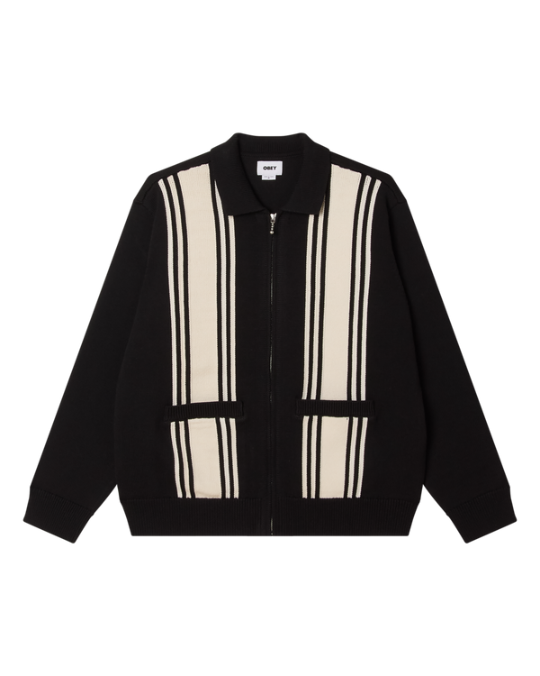 OBEY MATT ZIP UP SWEATER BLACK MULTI — Obey