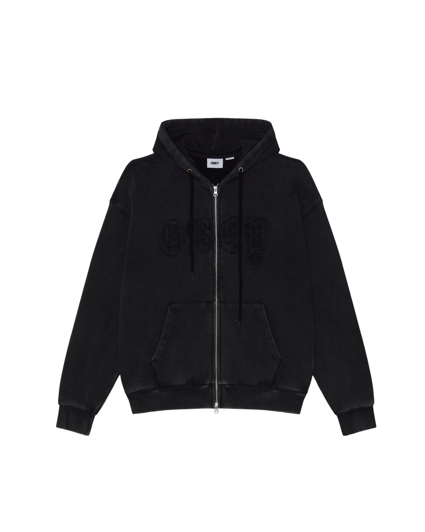 OBEY OBEY GOTHIC ZIP HOOD DUSTY BLACK LIMO