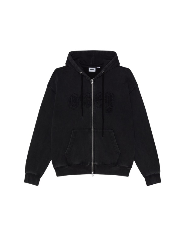 OBEY OBEY GOTHIC ZIP HOOD DUSTY BLACK LIMO — Obey