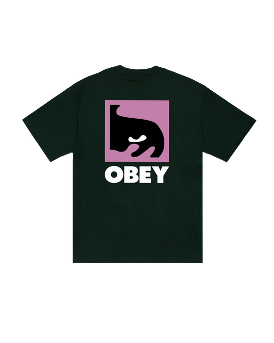 OBEY QUARTER EYE ICON HEAVYWEIGHT T-SHIRT FOREST GREEN — Obey