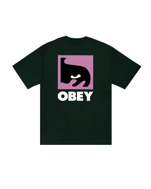 OBEY QUARTER EYE ICON HEAVYWEIGHT T-SHIRT FOREST GREEN — Obey