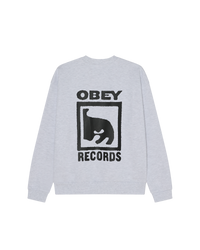 OBEY RECORDS EXTRA HEAVY CREWNECK ASH GREY