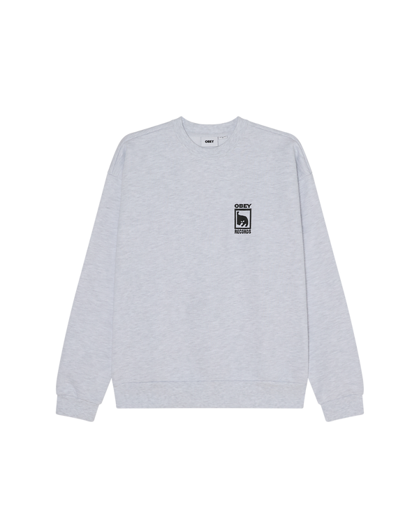 OBEY RECORDS EXTRA HEAVY CREWNECK ASH GREY