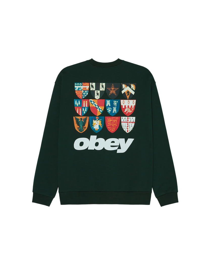 OBEY SHIELDS EXTRA HEAVY CREWNECK GREEN GABLES