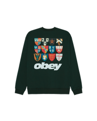 OBEY SHIELDS EXTRA HEAVY CREWNECK GREEN GABLES