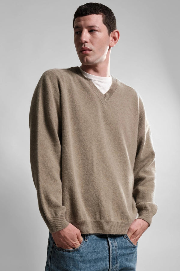 Nitto Knitwear PULL COL V ARMEN KHAKI