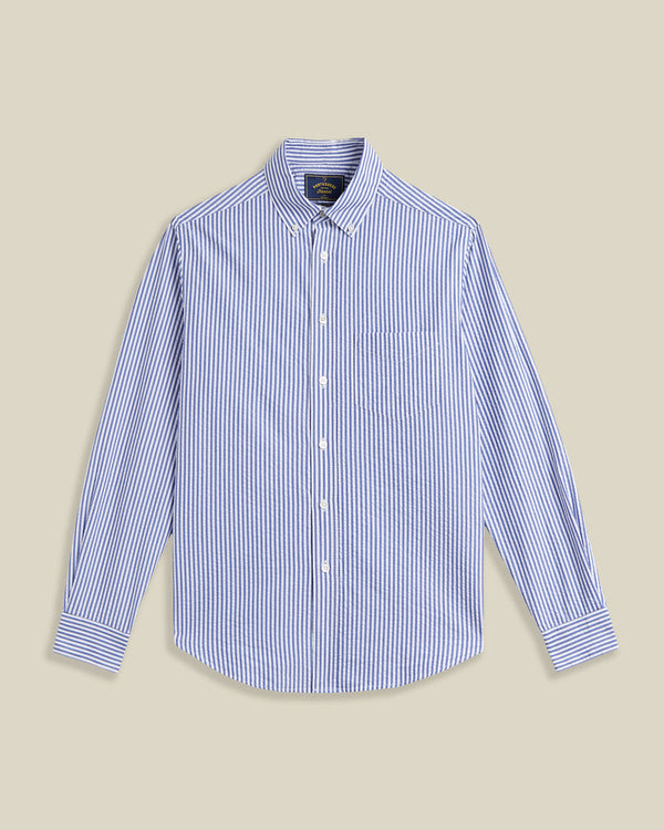Portuguese Flannel ATLANTICO STRIPE L/S SHIRT Blue — Portuguese Flannel