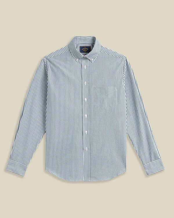Portuguese Flannel ATLANTICO STRIPE L/S SHIRT Green — Portuguese Flannel