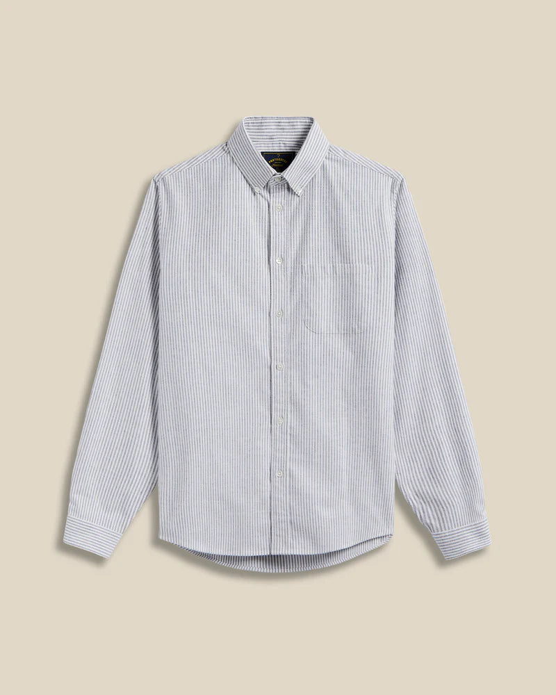 Portuguese Flannel BRUSHED OXFORD STRIPE L/S SHIIRT Blue