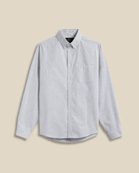 Portuguese Flannel BRUSHED OXFORD STRIPE L/S SHIIRT Blue
