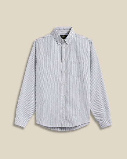 Portuguese Flannel BRUSHED OXFORD STRIPE L/S SHIIRT Blue