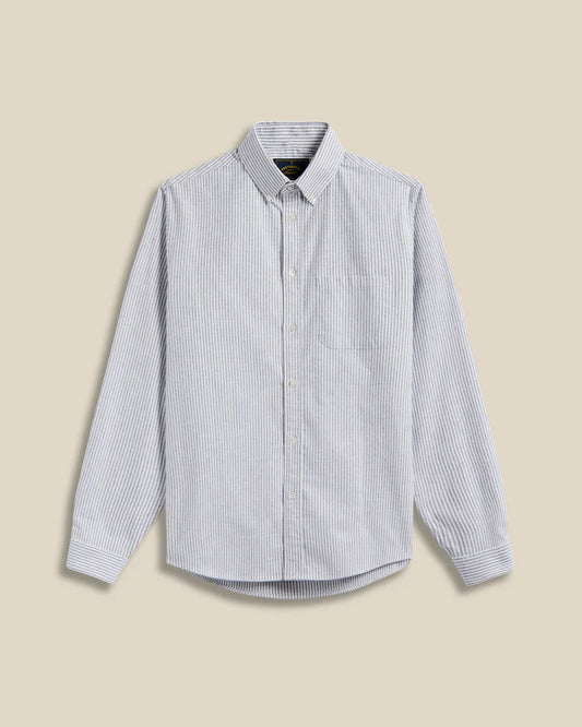 Portuguese Flannel BRUSHED OXFORD STRIPE L/S SHIIRT Blue