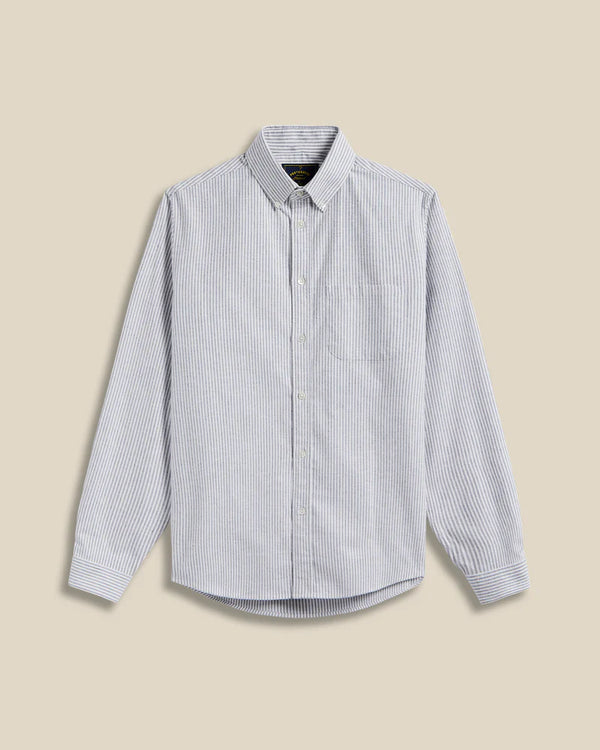 Portuguese Flannel BRUSHED OXFORD STRIPE L/S SHIIRT Blue — Portuguese Flannel