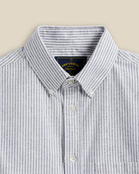 Portuguese Flannel BRUSHED OXFORD STRIPE L/S SHIIRT Blue