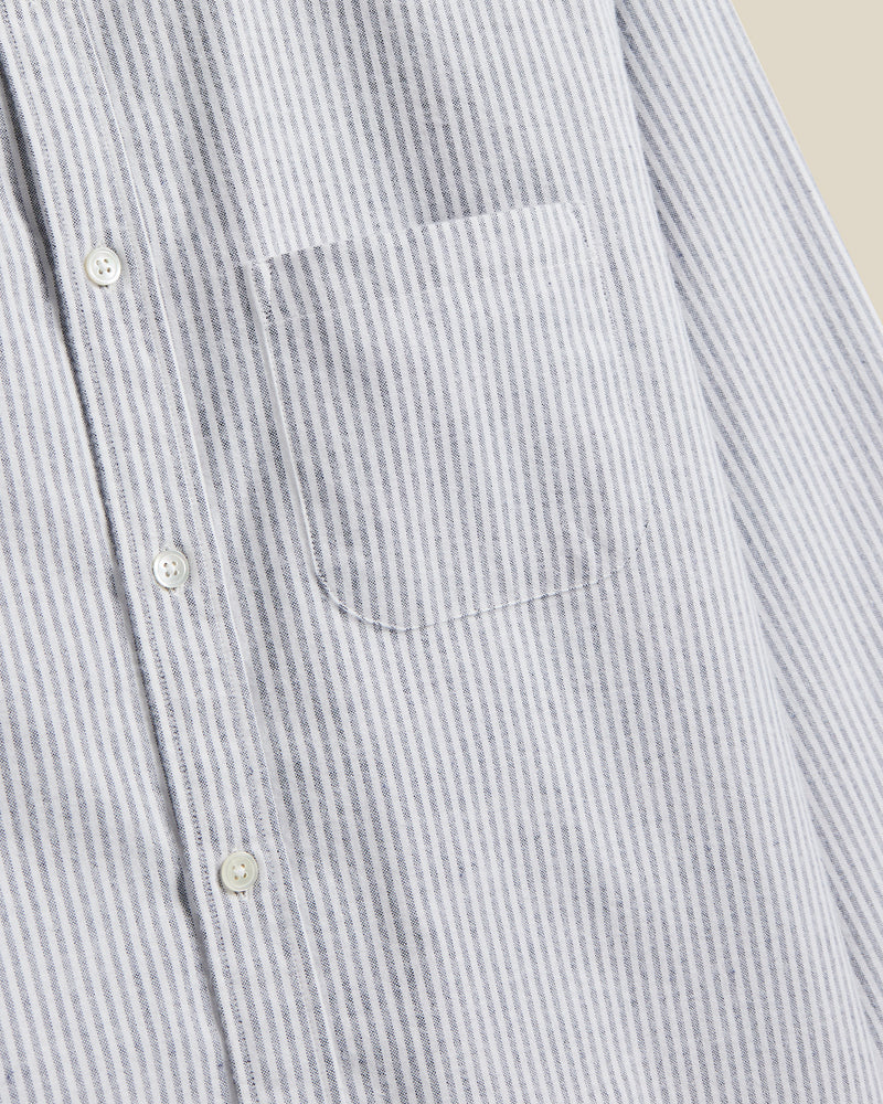 Portuguese Flannel BRUSHED OXFORD STRIPE L/S SHIIRT Blue