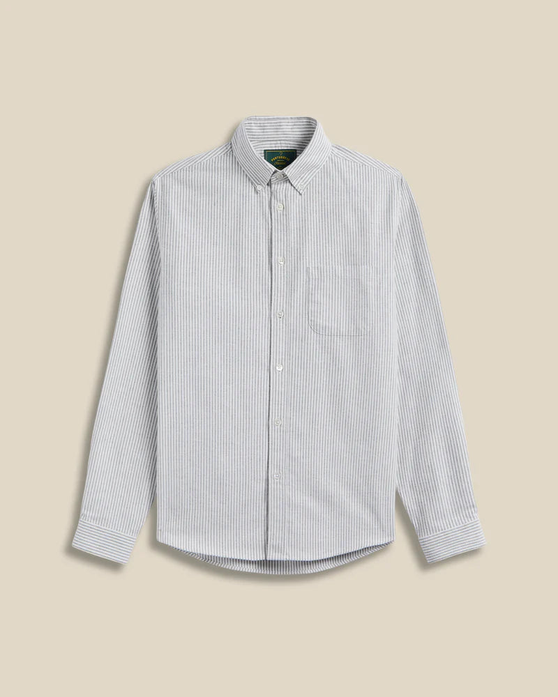 Portuguese Flannel BRUSHED OXFORD STRIPE L/S SHIIRT Moss Green