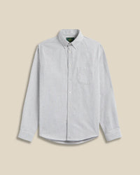 Portuguese Flannel BRUSHED OXFORD STRIPE L/S SHIIRT Moss Green