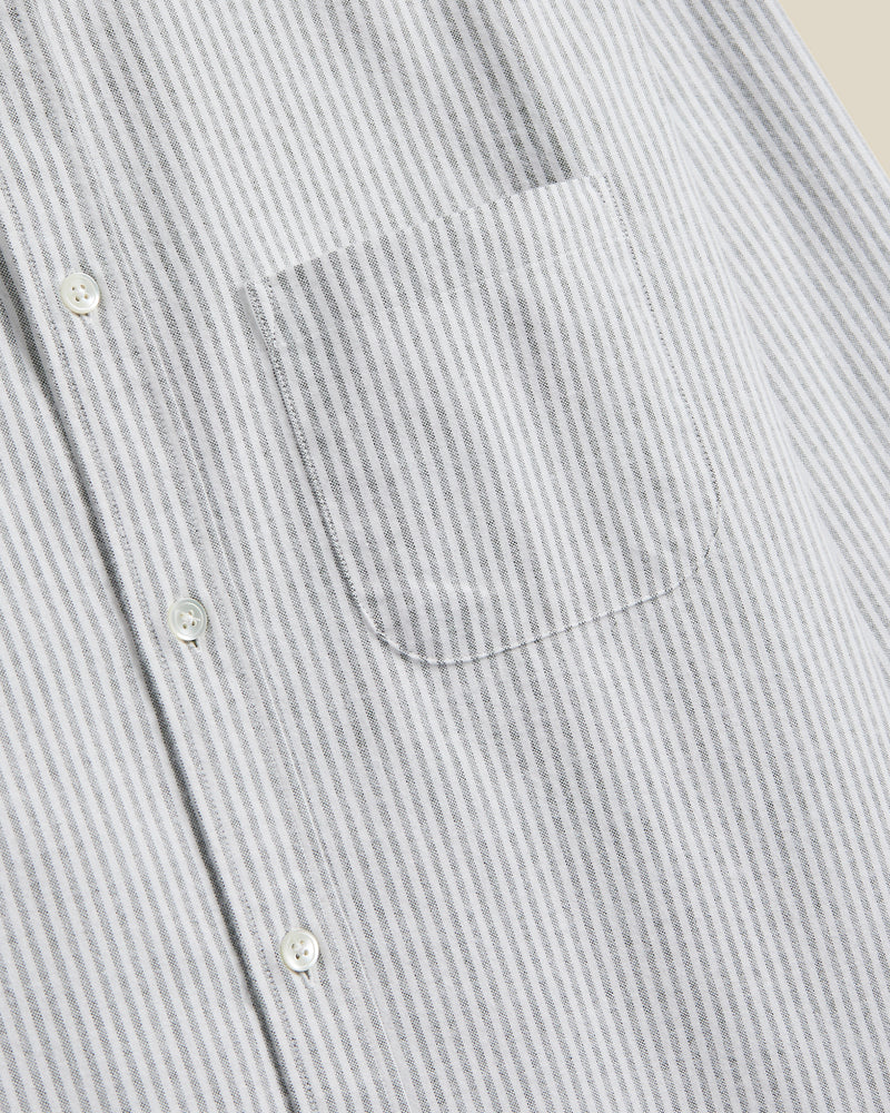 Portuguese Flannel BRUSHED OXFORD STRIPE L/S SHIIRT Moss Green